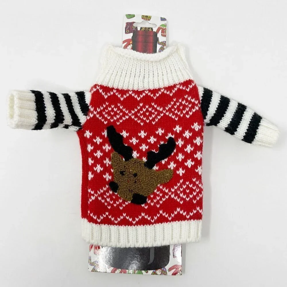 Reindeer Christmas Sweater Wine Bottle Coozie Bag